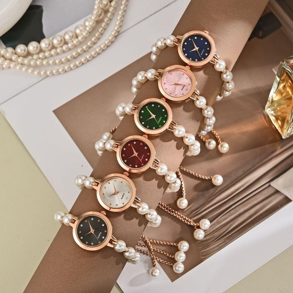 Adjustable Quartz Watch Precise Women's Watch Trendy Pearl Bracelet Watch  Birthday Gift