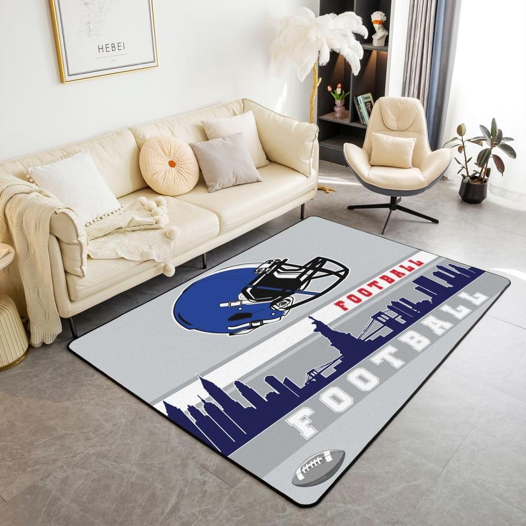 Erose Braut Fußball Stadt Bereichsteppich 4'11" x 3'3" Fußballteppich für Jungen Mädchen Braun Rot Rugby Spiel Teppich Fußballfans Schlafzimmer Dekor Sport B