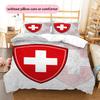 Schweiz Fußball Nationalmuster Bettwäsche Heimdekoration Geburtstagsgeschenk (1 Bettbezug + 2 Kissenbezüge, ohne Füllung),Fanartikel.