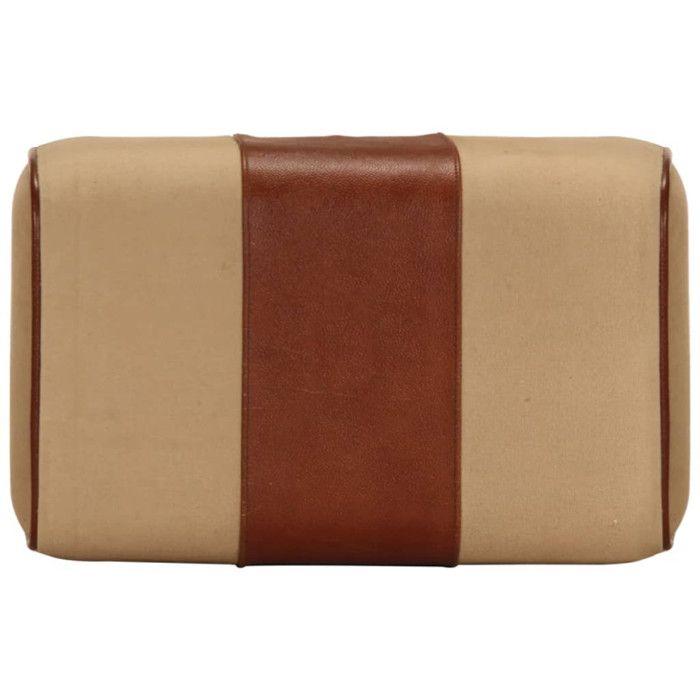 Banc de Salon - VIDAXL - Vintage - Cuir Véritable - Bois de Manguier - 38 cm Marron