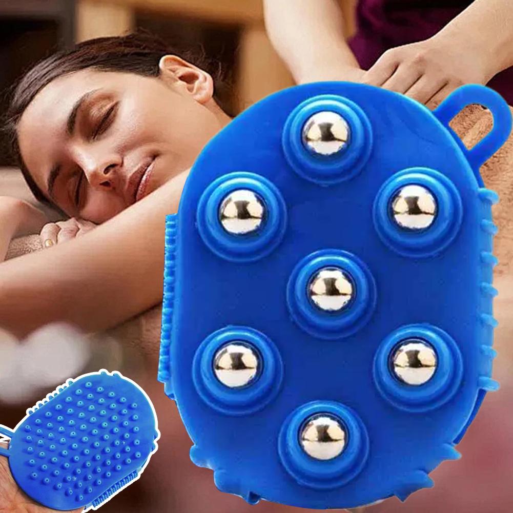 Double Sided Massage Glove 7 Bead Head Steel Ball Brush Ergonomic Design PP Material Full Body Scraping Shoulder Back Relief