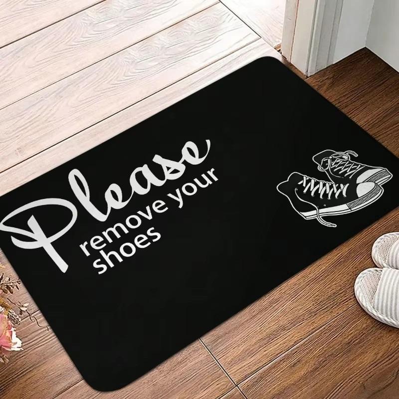 1Pc Letter Print Welcome Door Mat Washable Indoor Outdoor Black Home Decor Carept for Living Room Kitchen Balcony Bathroom Rugs