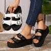 Metal Double Buckle Thick Sole Punk Slippers Women Fashion Chunky Platform Sandals Woman Summer Anti Slip Outdoor Beach Slides