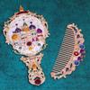 3D Handheld Handheld Mirror Set Portable Luxury Foldable Cosmetic Mirror Durable Collapsible Retro Relief Folding Comb Set