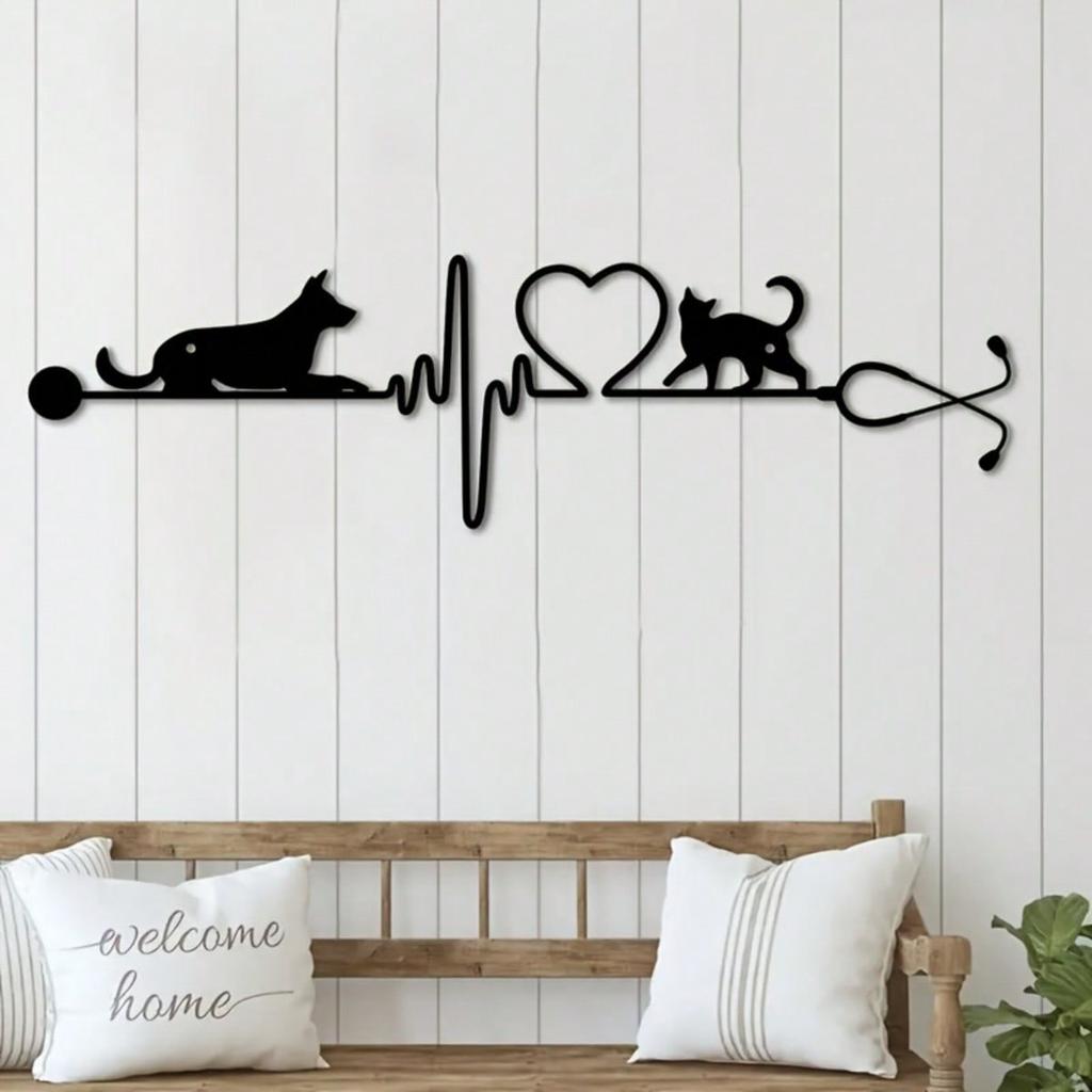 Vet Inspired Heartbeat Metal Wall Art for Pet Lovers Home Garden Decor