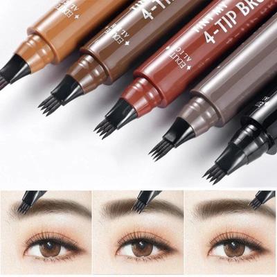 Vodotesná 4-bodová tekutá ceruzka na obočie s 3D dlhotrvajúcou kefkou na obočie - Natural Microblade Makeup Tools