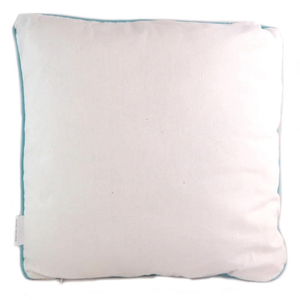 Les Trésors De Lily [Q0444] - Designer Cushion 'Messages' Turquoise Beige (I Am Not a Work of Art I Am a Limited Edition) - 35 Cm