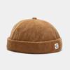 Fashionable Brimless Beanies Men Women Retro Hip Hop Fashion Round Cap Casual Corduroy Fabric Penny Cap Versatile Melon Skin Cap