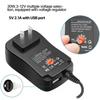 AC100-240V 50/60HZ Multi Purpose Power Supply Adapter 30W DC3V-12V USB 5V2.1A Adjustable + 8pcs Connectors for Laptops