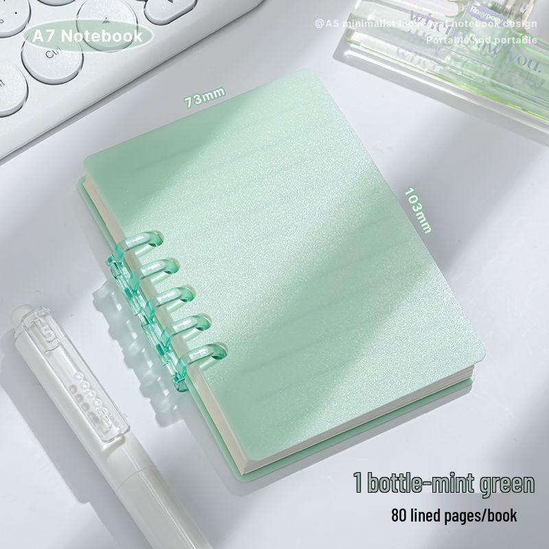 A7 Transparent Minimalist Loose-Leaf Spiral Pocket Notebook, Lined for Single Words