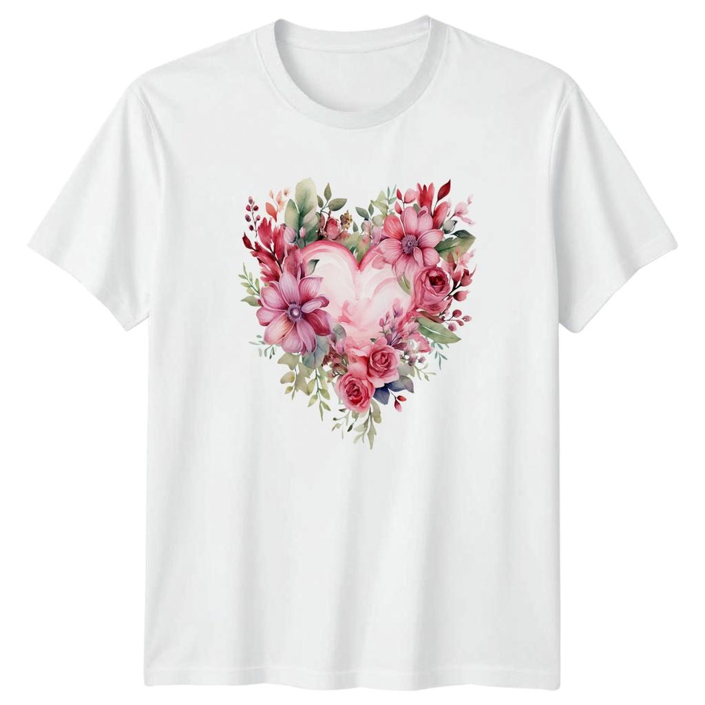Heart Floral Design Unisex T-shirt Graphic Top Unisex T-shirt