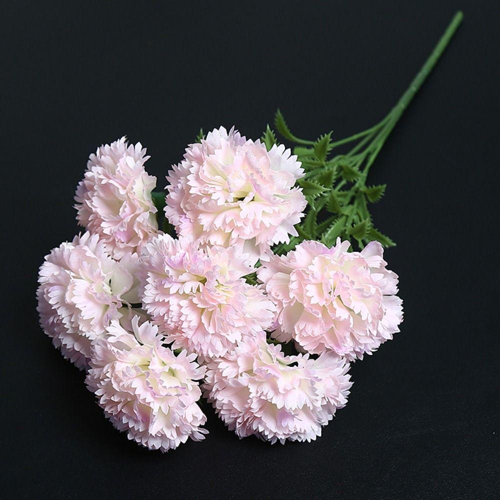 Silk Cloth Artificial Carnation Bouquet Photography Props 7 Heads Simulated Carnation Mother's Day Gifts Wedding Fake Flower