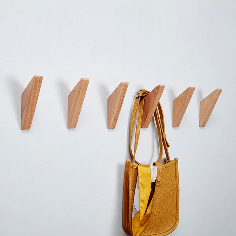 1/2/4 PCS Wooden Triangle Angle Hook Wall Mounted Coat Hooks Multi-Use for Hats&Bags Home Storage Accessory