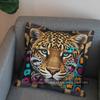 2D Colorful Leopard Art Pillow For Home Decor Pattern Cushion Cover Suitable For Sofa Bedroom Car Pillow Cover