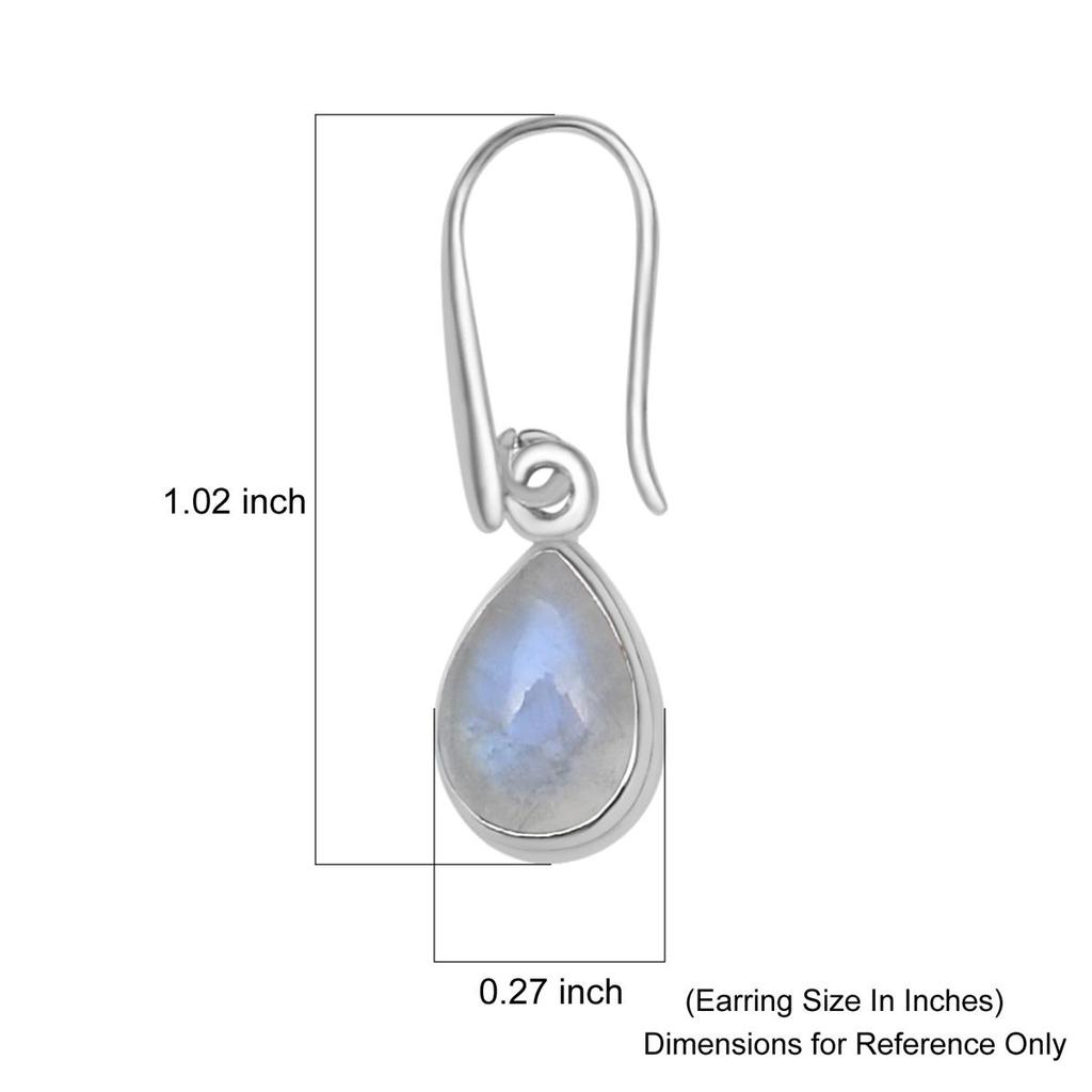 Natural Rainbow Moonstone Pear Shape Gemstone 925 Sterling Silver Small Tiny Drop Dangle Earring For Women & Girls
