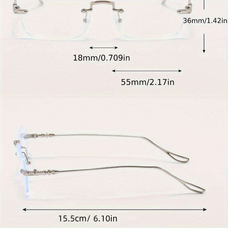 retro metal rimless frame glasses frame men's and women's ultralight anti-blue light flat mirror