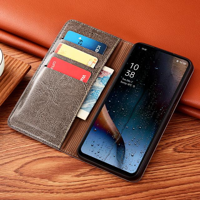 Custodia a Portafoglio di Lusso in Vera Pelle per Samsung Galaxy S25 S24 S23 S22 S21 S20 S10 FE Ultra Plus Copertura con Supporto Pieghevole Magnetico