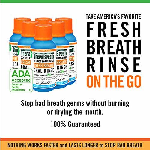 TheraBreath Fresh Breath Oral Rinse, Mild Mint, 3 Ounce Bottle, Pack of 6