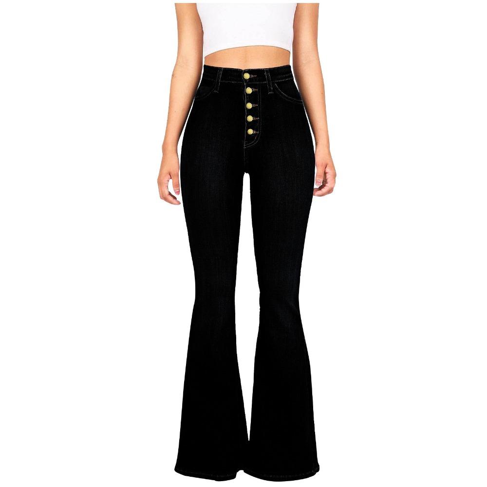 Jeans Women Slim High-waisted Flared Pants