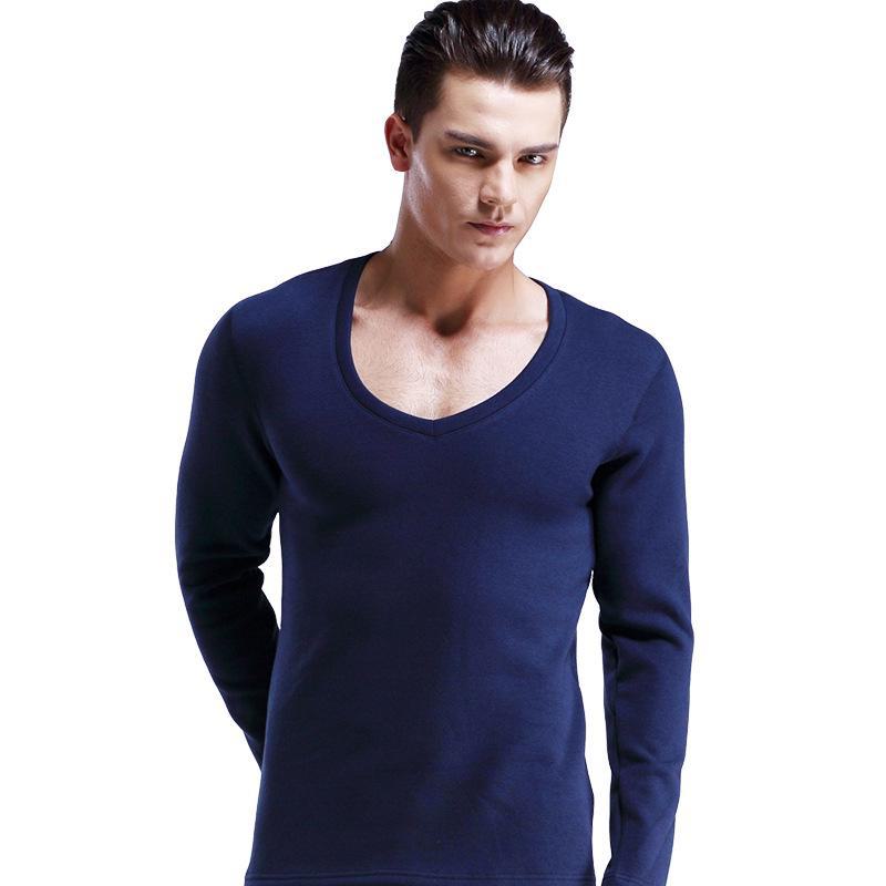 

Мужская толстая флисовая терморубашка с V-образным вырезом XL королевский синий