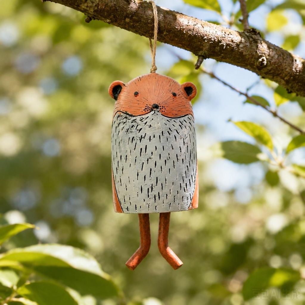 Ceramic Wind Hanging Ornament Animal Shaped Bell for Indoor Outdoor Garden Home Decor Porch Patio