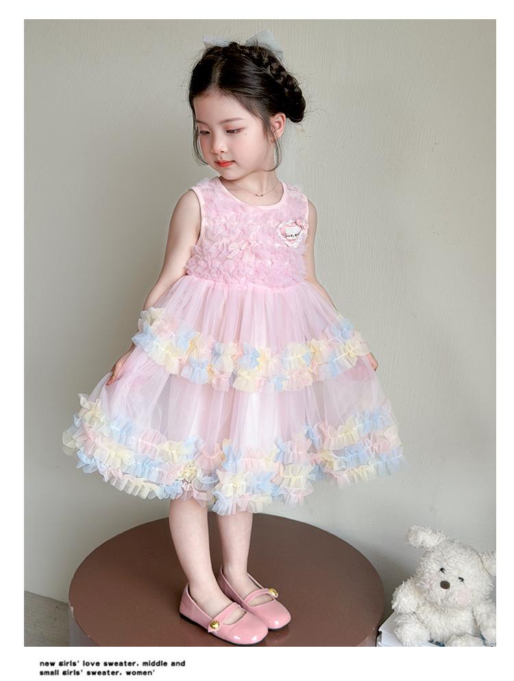 Girls' Summer Dress 2026 New Stylish Beautiful Baby Girl Vest Mesh Skirt Summer Children's Princess Skirt