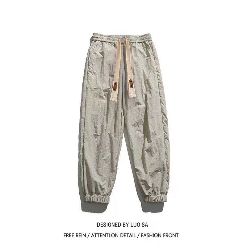 Summer Thin High Street Casual Mobile Cargo Pants Waist Drawstring Pockets Street Casual Loose Quick Drying All-match Trousers