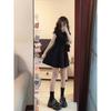 Summer new girl small short-sleeved dress women's waist slimming small black skirt short skirt