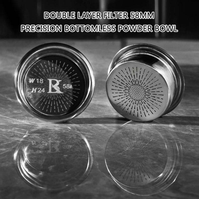 304Stainless Steel Double Layer Coffee Filter Basket 58mm Espresso Powder Bowl Coffee Grinding Accessory for Coffee