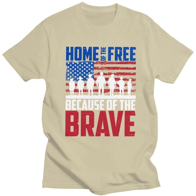 Custom Home Of The Free Because Of The Brave T Shirt Men Short Sleeves 100 Cotton Tshirt Leisure Veteran Patriotic Tees