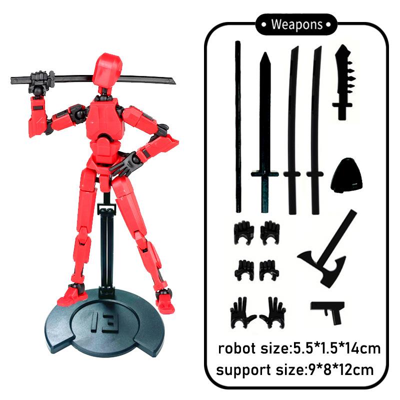 

3D Printing Movable Shapeshift Robot Full Body Mechanical Toy Movable Robot Dummy with stand Creative Gifts for Children красный