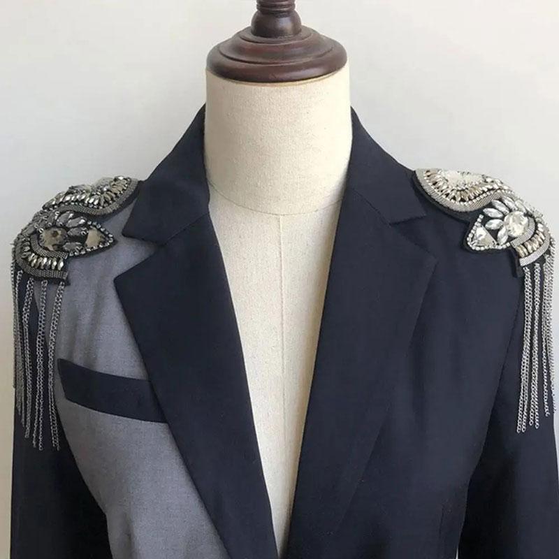 1Pc Comfortable Performance Diamond Chain Stage Tassel Shoulder Dress Lightweight Visual Effects Polyester Decoration
