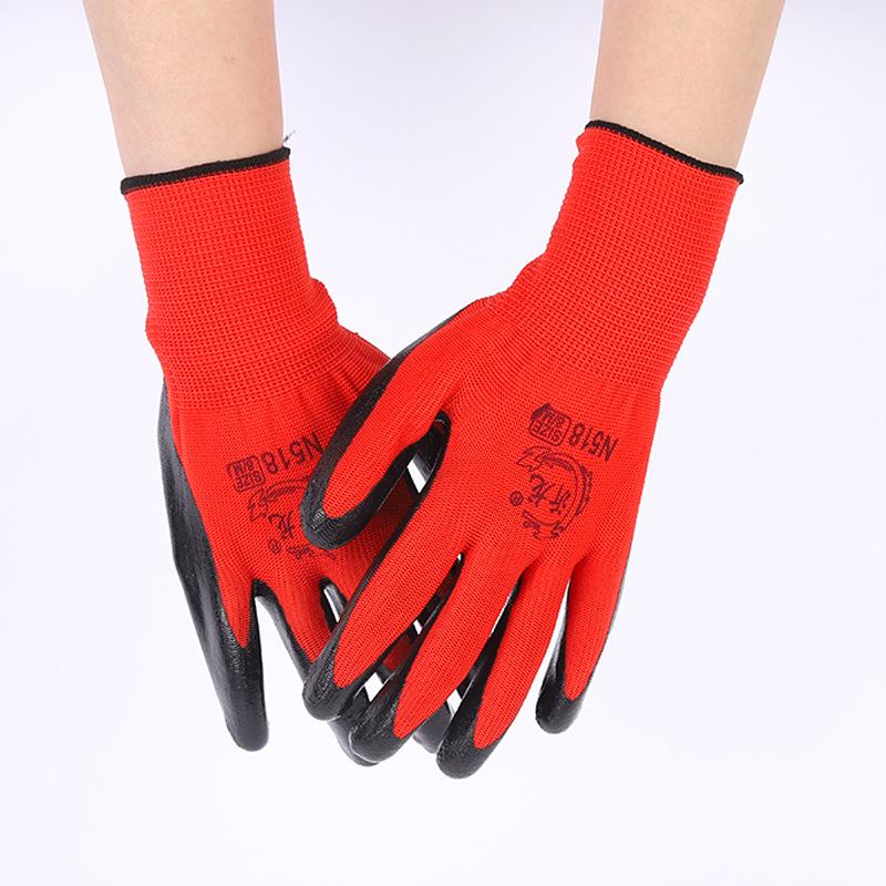 12 Pairs Nitrile Dipped Anti-slip Gloves - Wear-resistant Labor Protection