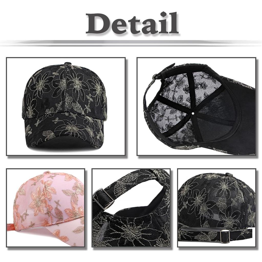 Baseball Girly CZ126 [White Fang] Hut, Kappe, Kappe, Schirm, Blume, Stickerei, Spitze, Niedlich, Damen, (Rosa)