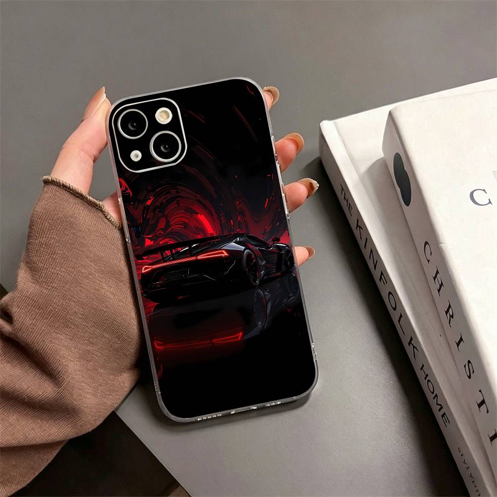 R8 Supercar CAR Phone Case For iPhone17,16,15,14,13,12,11 Plus,Pro Max Soft Transparent Cover