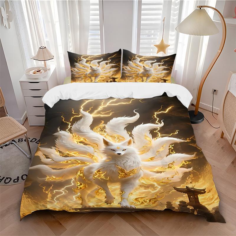 3pcs Mythical Fox Duvet Cover Set, Cover For Bedroom Guest Room (1 Duvet Cover + 2 Pillowcase, Without Quilt), yy250922218