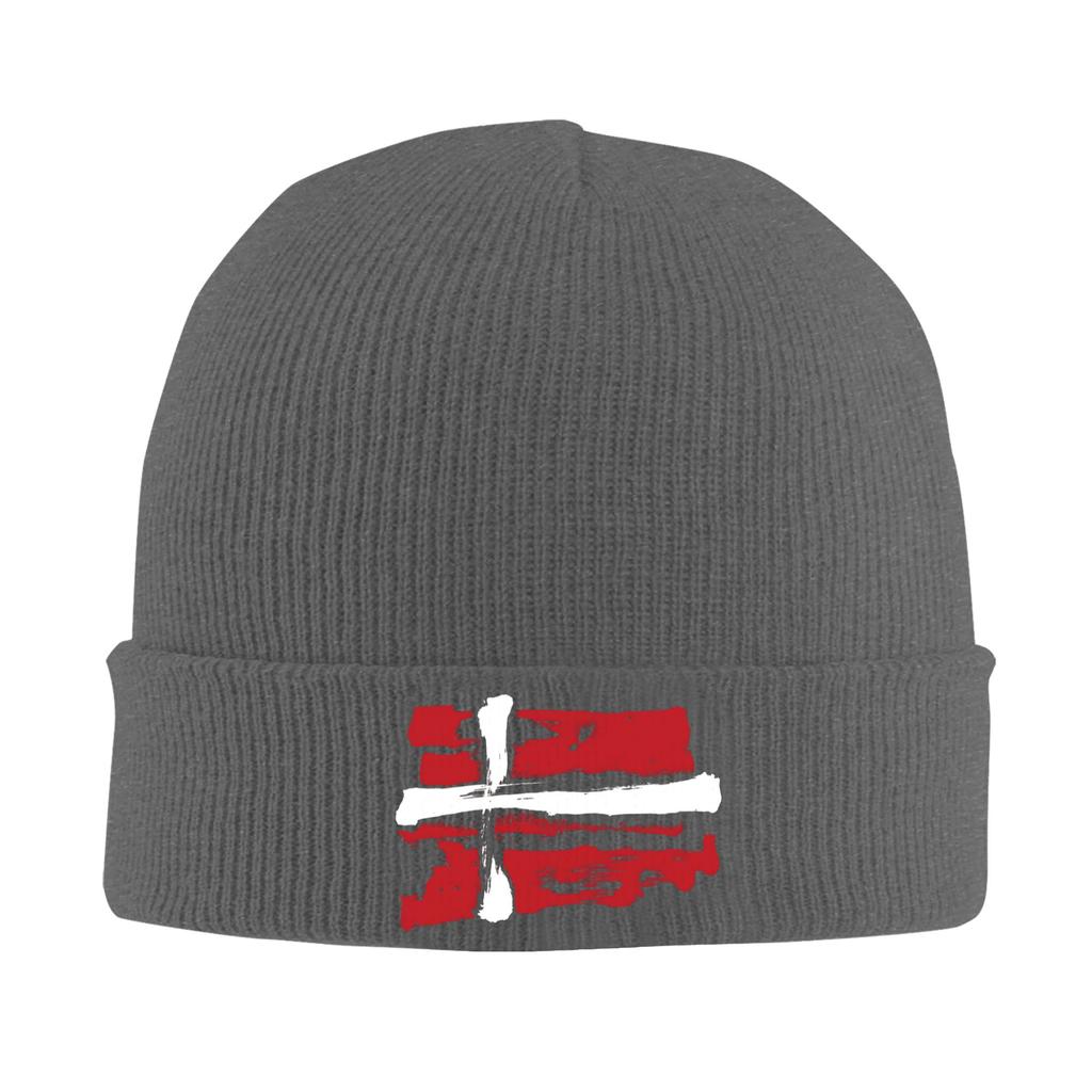 Denmark Flag Pencil Strokes Bonnet Hats  Beanie Hats Autumn Custom Knit Hat Trendy Unisex Women Kpop Elastic Cap