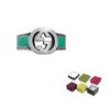 Gucci ring Double G Series Interlocking Double G Silver Jewelry Shiny 925 Silver Sapphire Green/Silver 11