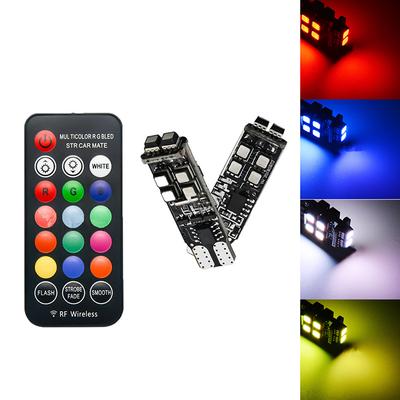 2Pcs Rgb T10 W5W 3535 10Smd For Car Led Marker Lamp Position Light With Remote