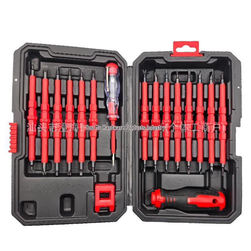 31-in-1 Insulated Magnetic Screwdriver Set with Anti-slip Handle - Electrician Grade Chrome Vanadium Steel