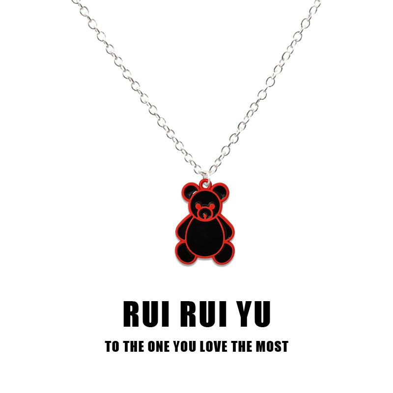 Outline Bear Necklace Pendant Necklace for Women Men Girlfriend Couple Lover Jewelry Gift