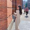 Newsight Knit Tight Long Long Sexy Bodycon Style Women's Dress, Skirt, Sleeves, V-Neck, Cute, Stylish, Off-the-Shoulder, (Beige)
