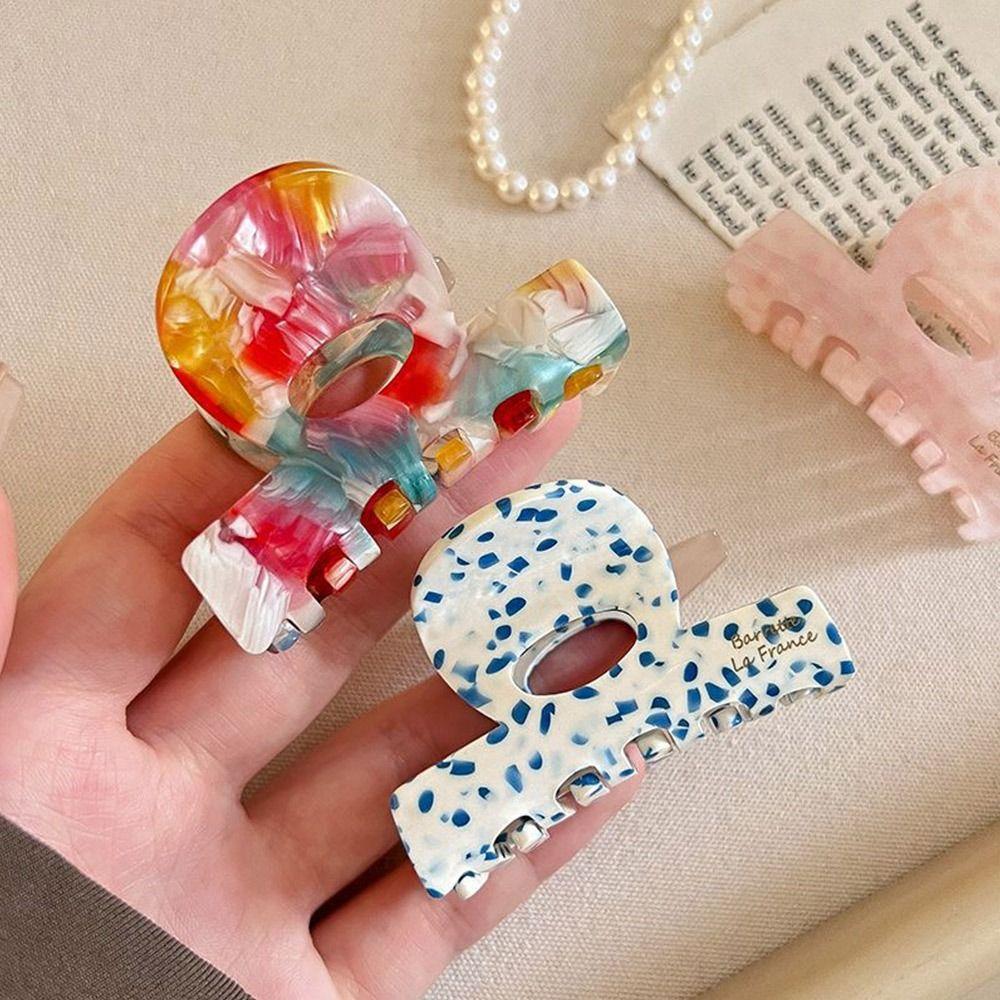 Stylish French Hair Claw Clip Small Acetate Shark Clip Sweet Elegant Half-Updo Hairpin for Women