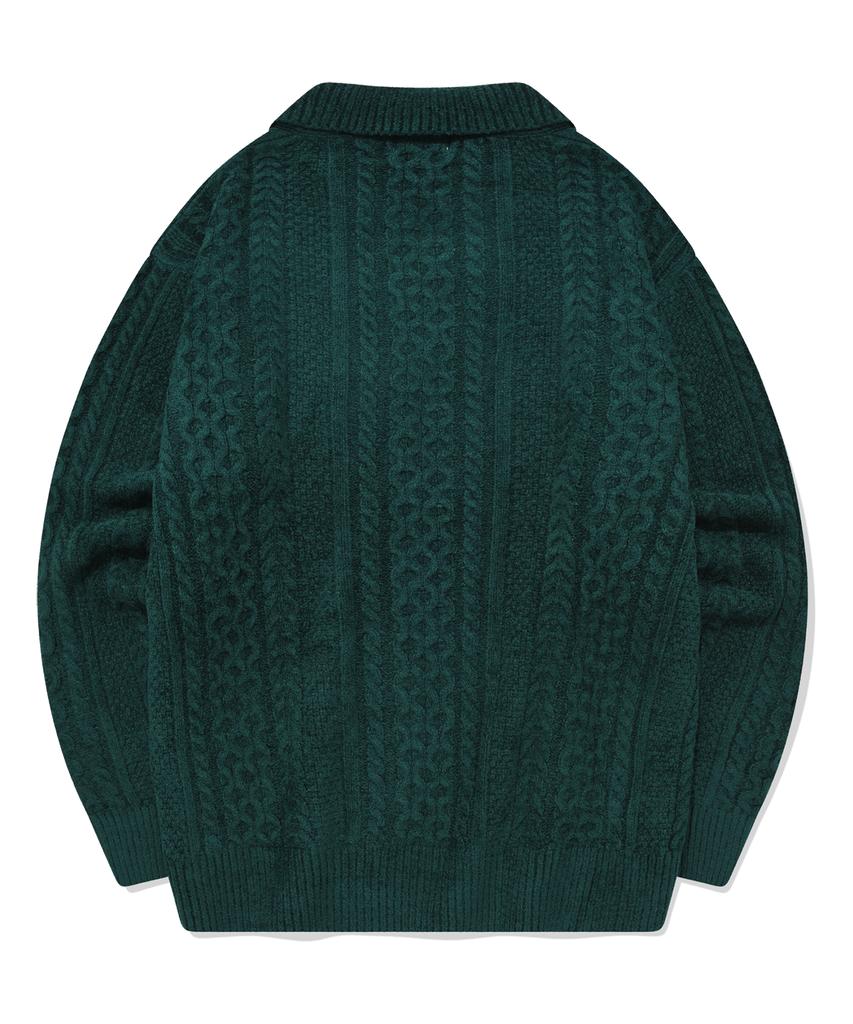 COVERNAT Velvet Cable Round Collar Knit Green