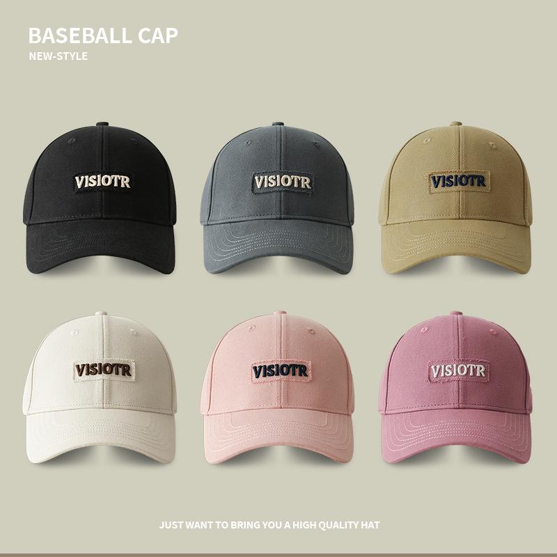 Baseball cap female spring and summer deep-topped wide-brimmed big-headed cap couple Joker tide show face small sun visor.