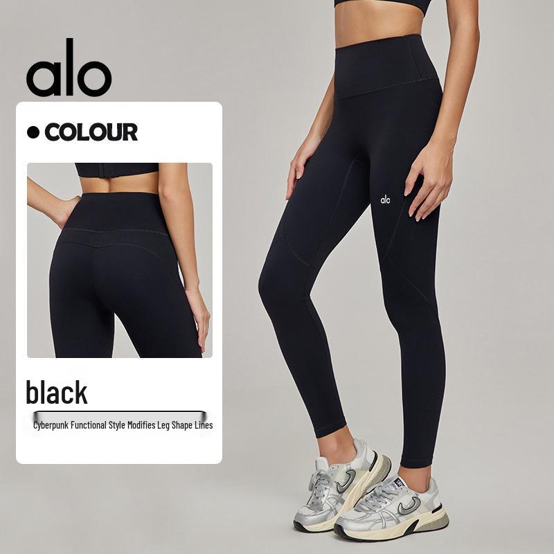 

Leggings для йоги AloYoga з високою талією, персикові, з ефектом підтяжки сідниць - Контроль живота, Відчуття другої шкіри, Ідеальні для їзди на велосипеді та спорту Extra Large чорний