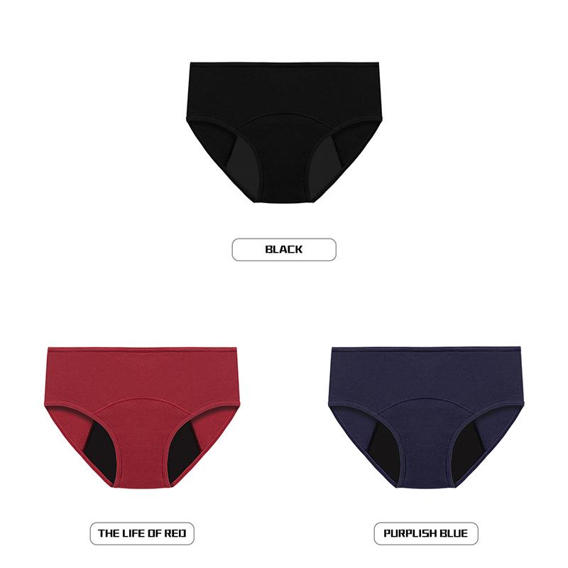 

3 шт. Менструальные трусики для женщин Непромокаемые трусы Хлопковое нижнее белье Впитывающие Физиологическое нижнее белье Трусы для менструации XXL&3pcs