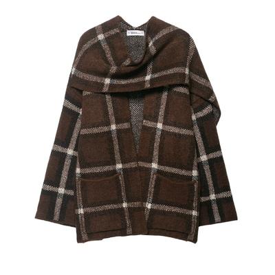 Women's Autumn and Winter Fashion Trend Plaid Scarf Knitted Short Coat Jacket