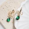 1 Pair Fashion Bow with Water Drops Zirconia Dangle  Earrings for Women Golden Earring Jewelry Party Accessories