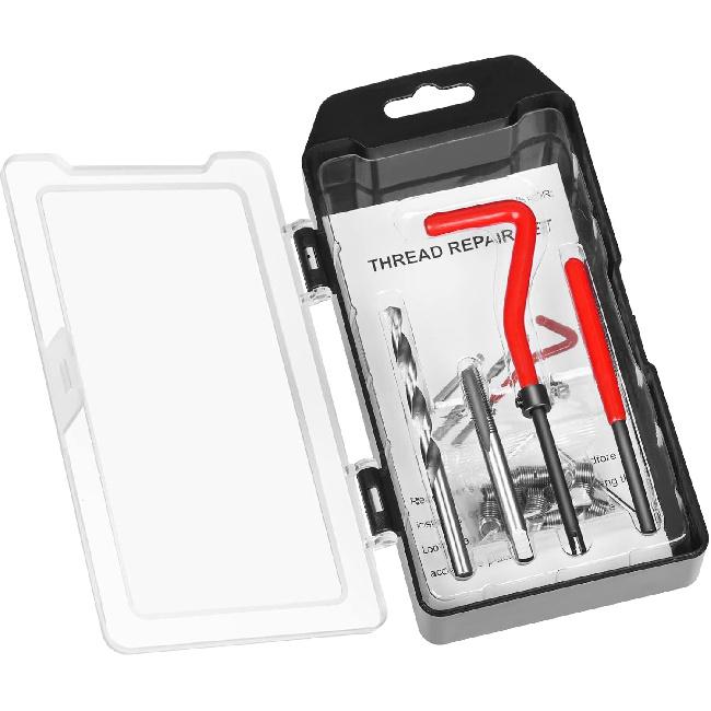 Thread Repair Kit M6 X 1.0Mm, Helicoil Metric Thread Repair Ert Kit With HSS Drill Bits, Rethreading Erts Tool Set For Damaged Thread Repairing